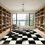 Monochrome Gradient Checkerboard Abstract Art Rug