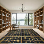 Art Deco Gold Gray Lattice Rug