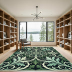 Green Foliage Swirl Symmetrical Rug