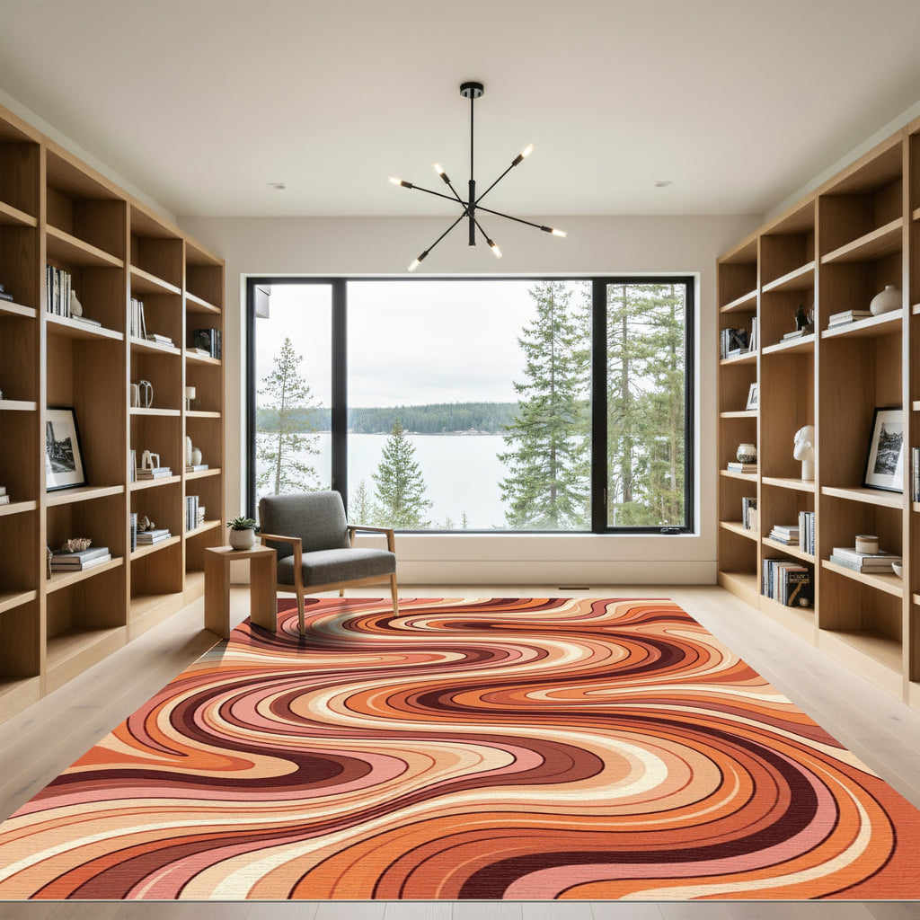 Warm Tones Swirling Abstract Rug