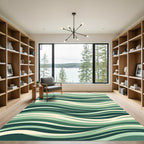 Verdant Flowing Abstract Waves Rug