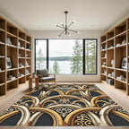 Ornate Gold Archway Scrollwork Rug