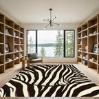 Cream Brown Animal Print Stripes Rug