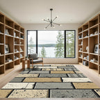 Textured Brick Neutral Tones Arrangement Rug