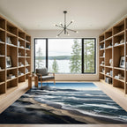 Misty Coastal Mountain Shoreline Scenery Rug