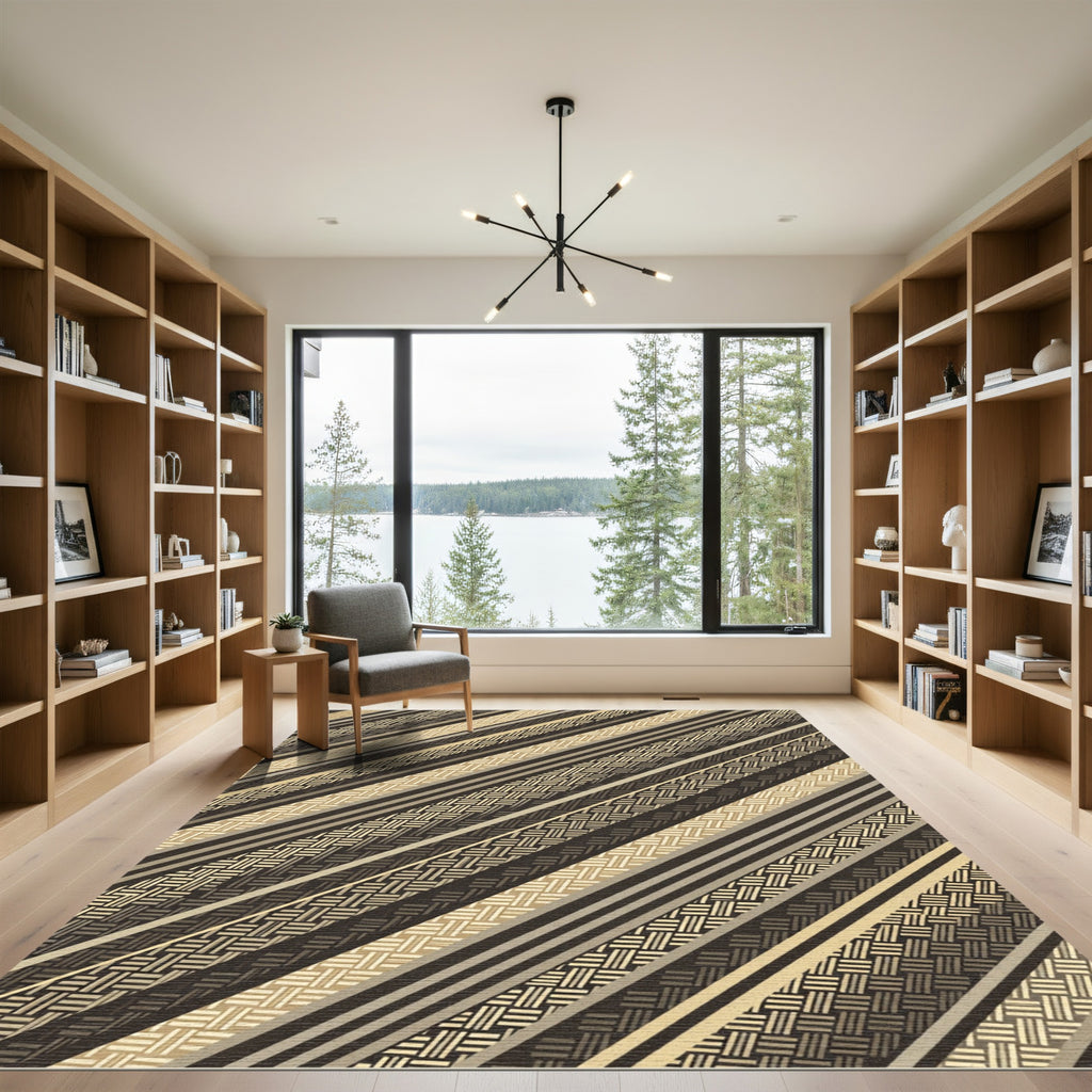 Diagonal Woven Stripe Earth Tones Rug