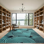 Aqua Ripples Concentric Circles Rug