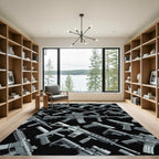 Tactical Monochrome Firearm Vector Art Rug