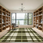 Classic Olive and Cream Plaid Rug