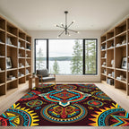 Vibrant Geometric Tribal Sun Medallion Rug