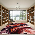 Dark Crimson Abstract Flowing Sweep Rug