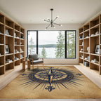 Vintage Golden Nautical Compass Rose Rug