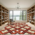 Crimson Tan Intersecting Diamond Rug
