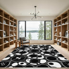 Monochromatic Organic Abstract Flowing Circle Rug