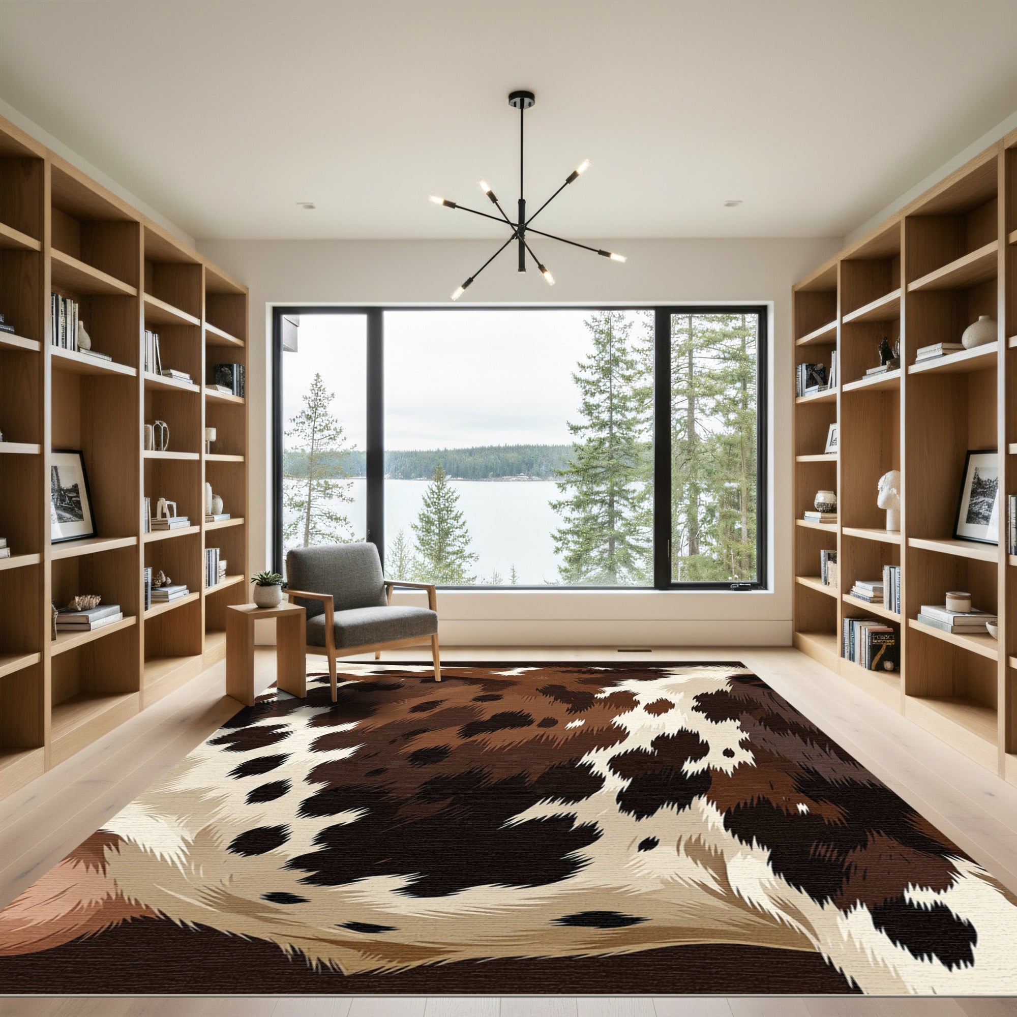 Rustic Brown and White Cowhide Rug