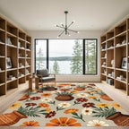 Earthy Marigold Vase Floral Repeat Rug