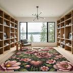 Dusty Rose Botanical Heart Garden Rug