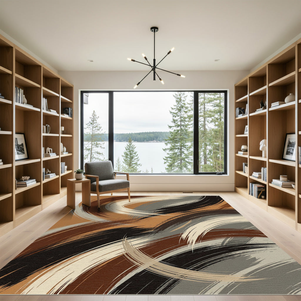 Warm Tones Brush Strokes Abstract Rug