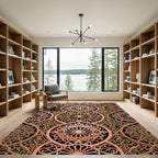 Elegant Rose Gold Ornate Mandala Art Rug