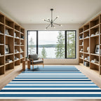 Coastal Blue Horizontal Striped Rug