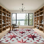 Crimson Multi-Point Star Arrangement Rug