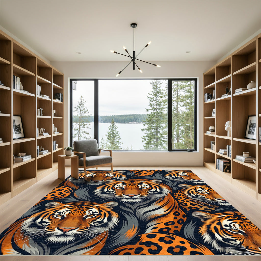 Bold Tiger and Leopard Jungle Fusion Rug
