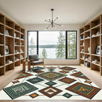 Tribal Earth Pyramid Geometric Medallion Rug