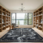 Silver Compass Rose Smoke Accents Rug