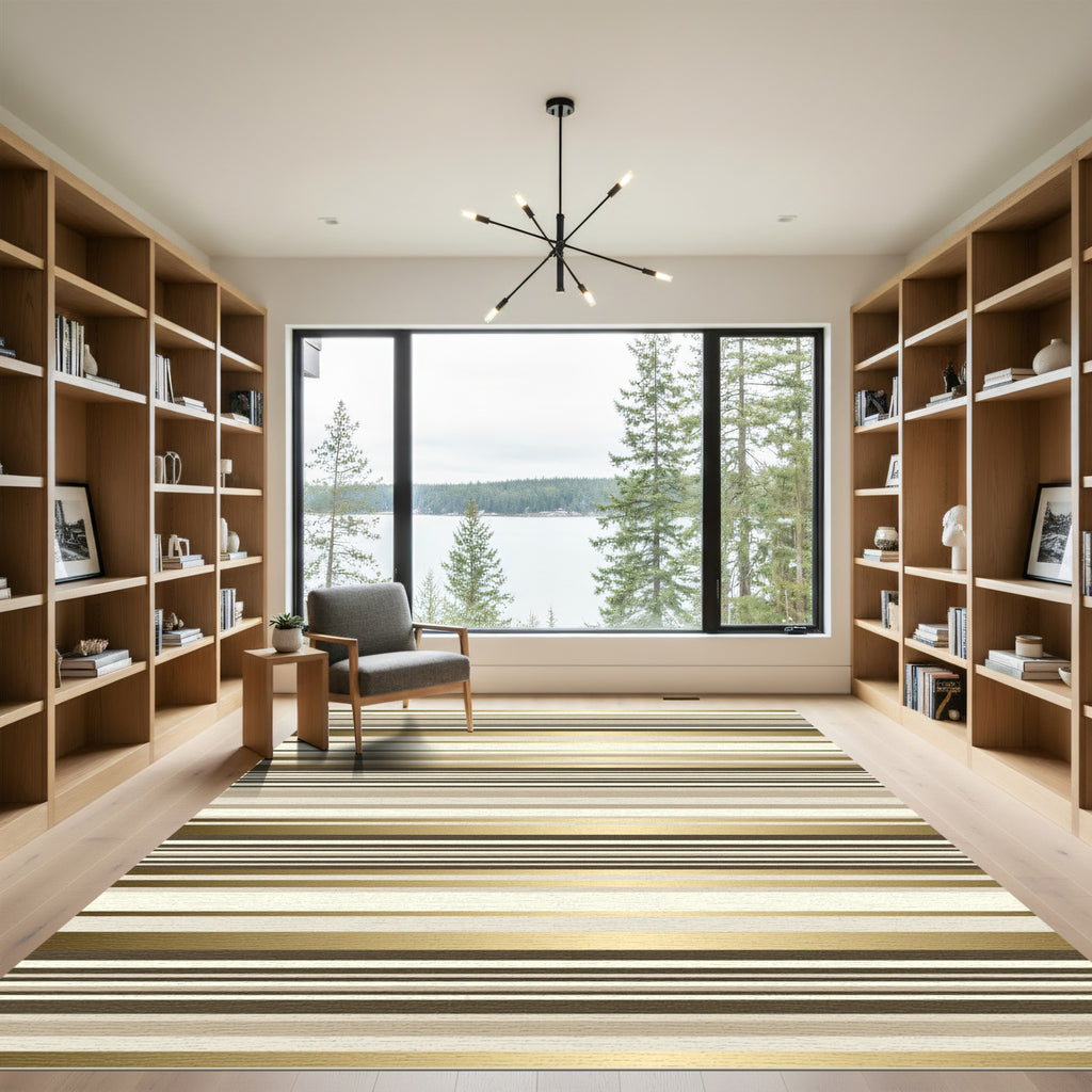 Gilded Horizontal Stripe Glamour Rug