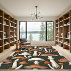 Whimsical Forest Toadstool Mushroom Illustration Rug