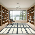 Grid Layout Cream Gray Composition Rug