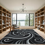 Abstract Gray Swirl Vortex Rug
