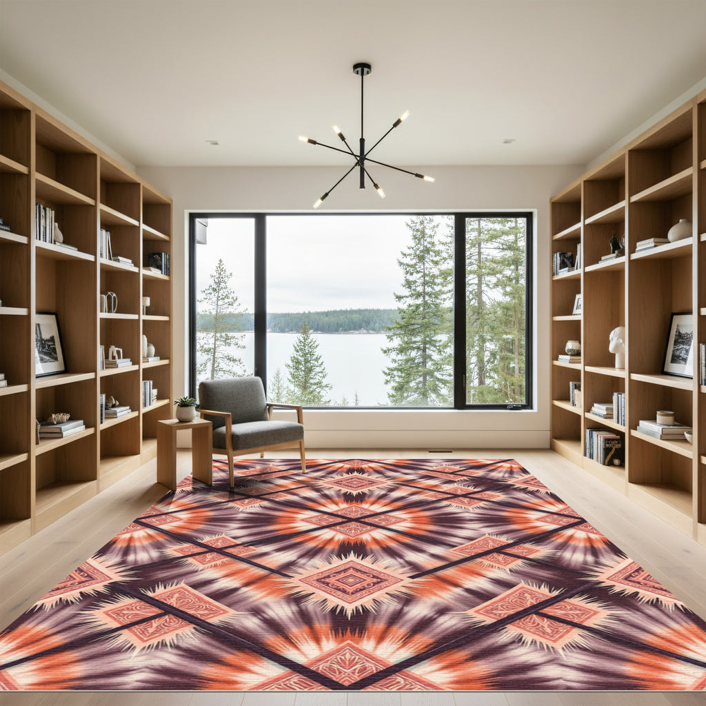 Orange Burst Diamond Starburst Rug