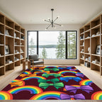 Colorful Rainbow Bows Jammed Together Rug
