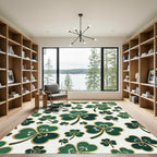 Elegant Emerald Shamrock Botanical Clover Rug