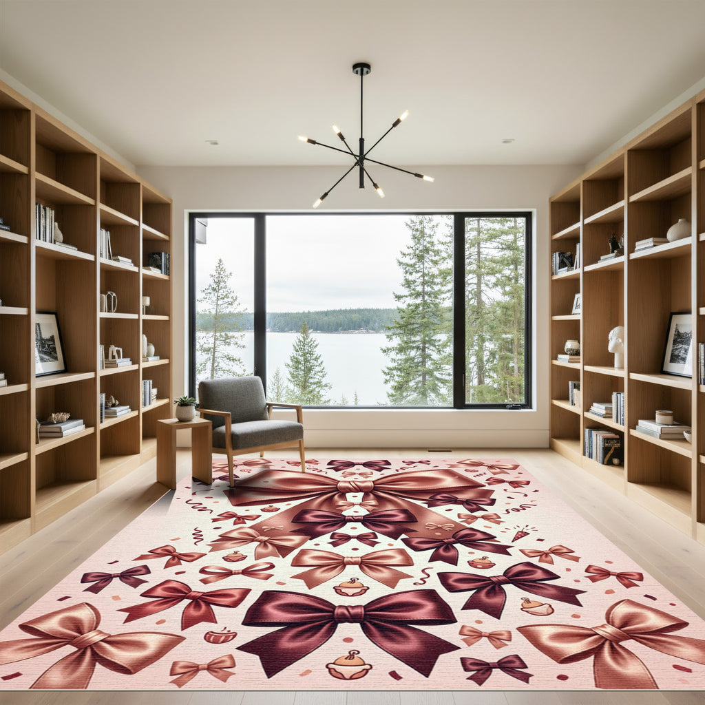 Luxurious Satin Ribbon Bow Celebration Rug
