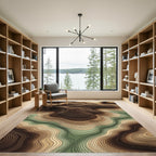 Earthy Topographic Contour Abstract Wave Rug