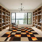 Abstract Sunset Landscape Checkerboard Tapestry Rug
