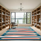 Modern Graphite Pencil Wave Overlay Rug