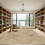 Neutral Brown Linear Geometric Chevron Rug