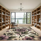 Vintage Floral Illustration in Dusty Mauve Rug