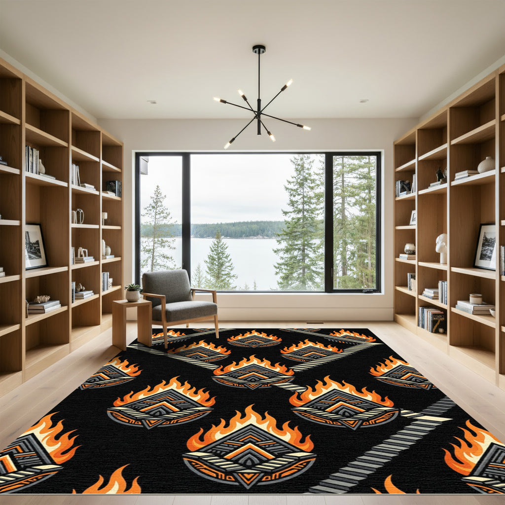Fiery Diamond Stairway Geometric Rug