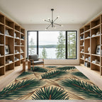 Rustic Evergreen Pine Needle Botanical Rug