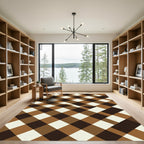 Brown Cream Diamond Intersecting Pattern Rug