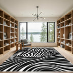 Monochrome Zebra Stripe Abstract Wave Art Rug