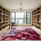Crimson Plum Swirl Ink Fluid Rug