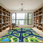 Colorful Aerial City Road Network Map Rug