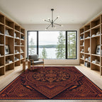 Earthy Orange Geometric Tribal Mandala Rug