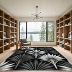 Monochrome Art Deco Fan Leaf Rug