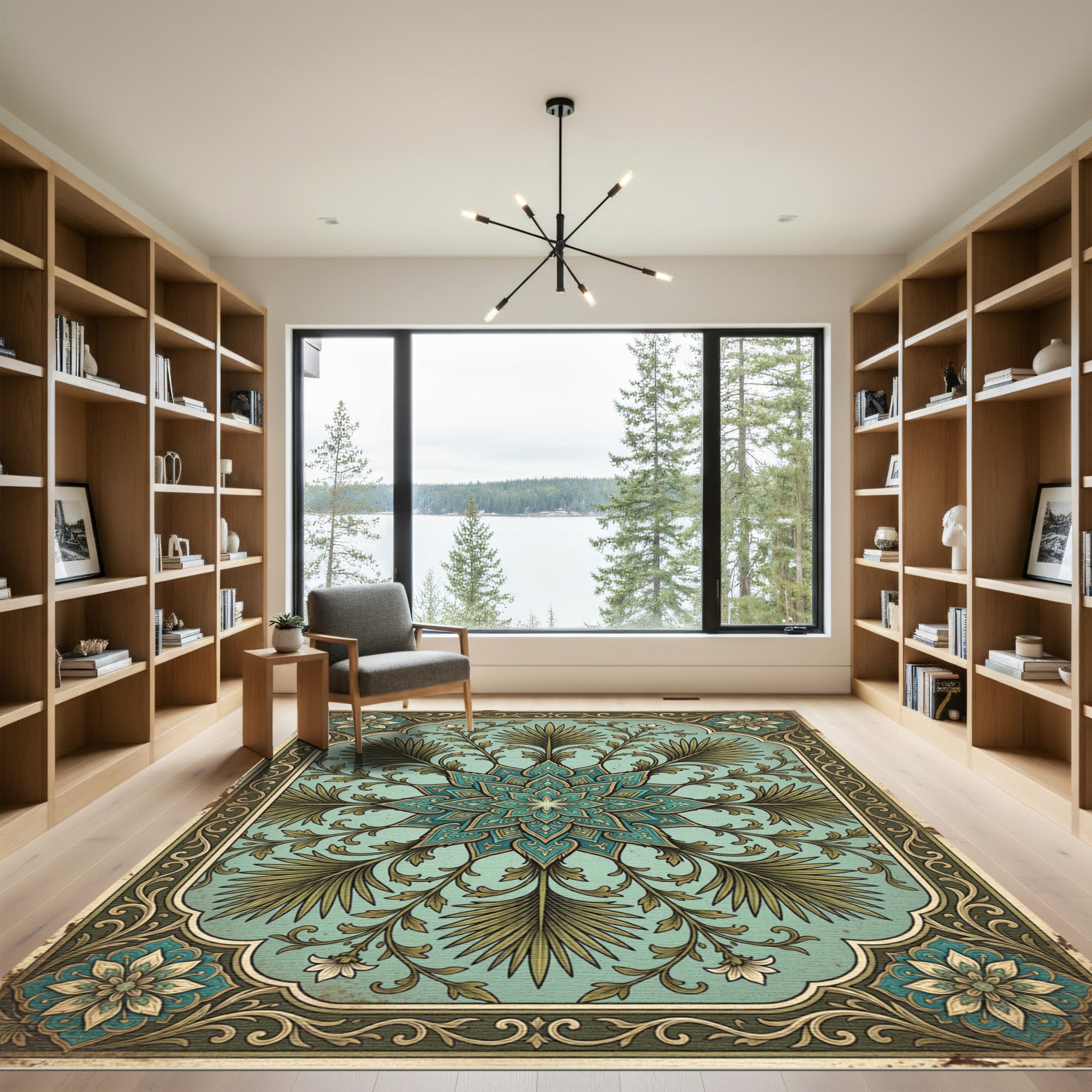 Vintage Teal Floral Mandate Rug